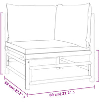 2-tlg. Garten-Lounge-Set Hellgraue Kissen Bambus