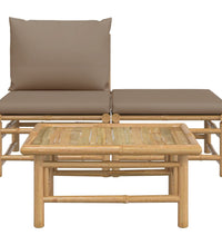 3-tlg. Garten-Lounge-Set mit Taupe Kissen Bambus