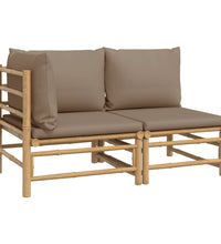 2-tlg. Garten-Lounge-Set mit Taupe Kissen Bambus