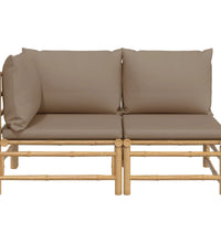 2-tlg. Garten-Lounge-Set mit Taupe Kissen Bambus