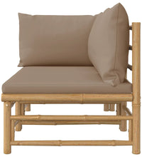 2-tlg. Garten-Lounge-Set mit Taupe Kissen Bambus