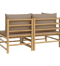 2-tlg. Garten-Lounge-Set mit Taupe Kissen Bambus