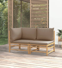 2-tlg. Garten-Lounge-Set mit Taupe Kissen Bambus