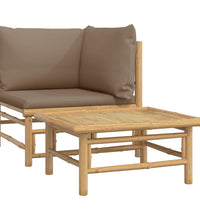 2-tlg. Garten-Lounge-Set mit Taupe Kissen Bambus