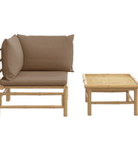 2-tlg. Garten-Lounge-Set mit Taupe Kissen Bambus