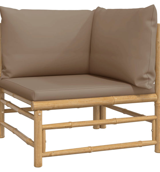 Garten-Ecksofa mit Taupe Kissen Bambus