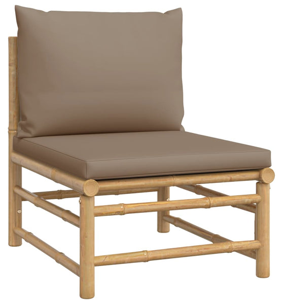 Garten-Mittelsofa mit Taupe Kissen Bambus