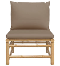 Garten-Mittelsofa mit Taupe Kissen Bambus