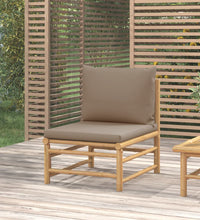 Garten-Mittelsofa mit Taupe Kissen Bambus