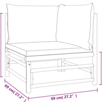 2-tlg. Garten-Lounge-Set mit Grünen Kissen Bambus