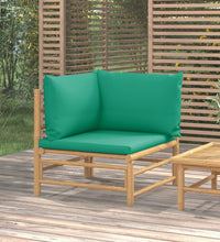 Garten-Ecksofa mit Grünen Kissen Bambus