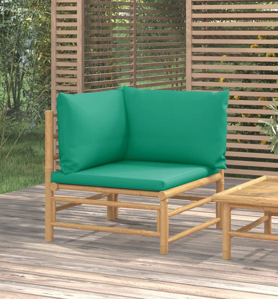 Garten-Ecksofa mit Grünen Kissen Bambus