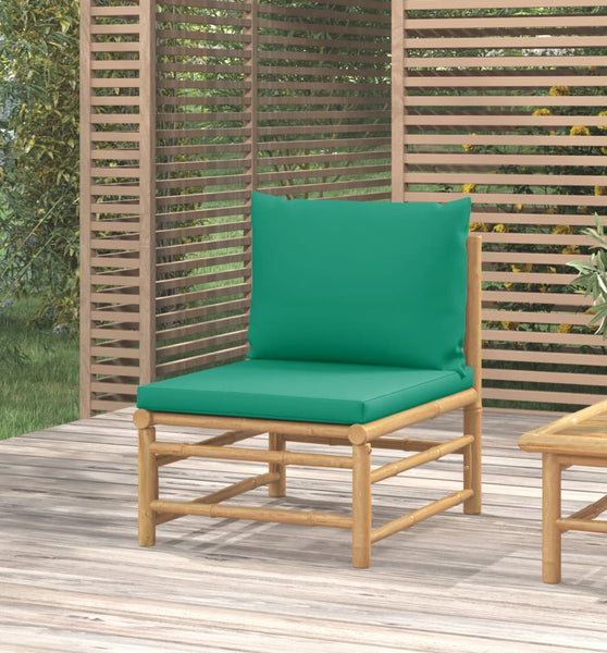 Garten-Mittelsofa mit Grünen Kissen Bambus