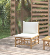 Garten-Mittelsofa mit Cremeweißen Kissen Bambus