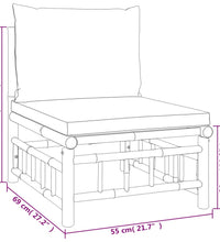 3-tlg. Garten-Lounge-Set mit Dunkelgrauen Kissen Bambus