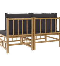 2-tlg. Garten-Lounge-Set mit Dunkelgrauen Kissen Bambus