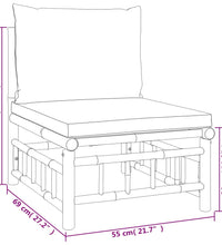 2-tlg. Garten-Lounge-Set mit Dunkelgrauen Kissen Bambus