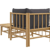 2-tlg. Garten-Lounge-Set mit Dunkelgrauen Kissen Bambus