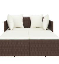 Sonnenliege mit Kissen Braun 182x118x63 cm Poly Rattan