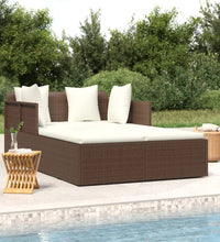 Sonnenliege mit Kissen Braun 182x118x63 cm Poly Rattan