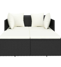 Sonnenliege mit Kissen Schwarz 182x118x63 cm Poly Rattan