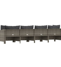 4-tlg. Garten-Lounge-Set mit Kissen Grau Poly Rattan