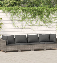 4-tlg. Garten-Lounge-Set mit Kissen Grau Poly Rattan