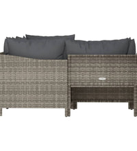 4-tlg. Garten-Lounge-Set mit Kissen Grau Poly Rattan