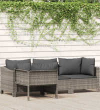 4-tlg. Garten-Lounge-Set mit Kissen Grau Poly Rattan