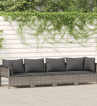 4-tlg. Garten-Lounge-Set mit Kissen Grau Poly Rattan