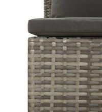 3-tlg. Garten-Lounge-Set mit Kissen Grau Poly Rattan