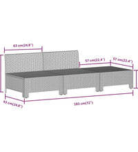 3-tlg. Garten-Lounge-Set mit Kissen Grau Poly Rattan