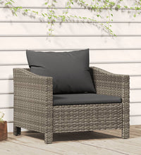 Gartensessel mit Kissen Grau Poly Rattan