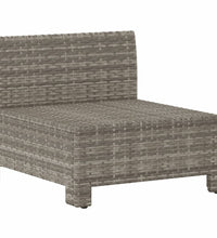 Garten-Mittelsofa mit Kissen Grau Poly Rattan