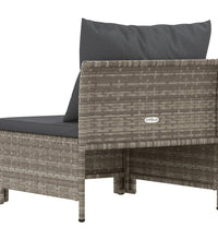 Garten-Mittelsofa mit Kissen Grau Poly Rattan