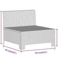 Garten-Mittelsofa mit Kissen Grau Poly Rattan