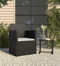 Gartensessel mit Kissen Schwarz Poly Rattan