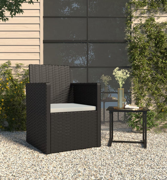 Gartensessel mit Kissen Schwarz Poly Rattan