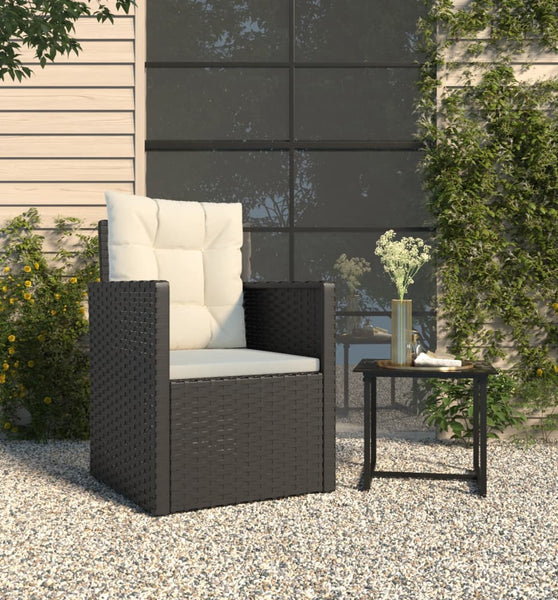 Gartensessel mit Kissen Schwarz Poly Rattan