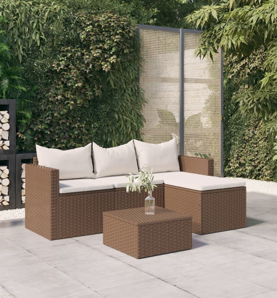 Garten-Lounge-Set Braun Poly Rattan