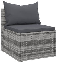 Garten-Mittelsofas mit Kissen 2 Stk. Grau Poly Rattan