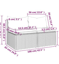 Garten-Mittelsofas mit Kissen 2 Stk. Grau Poly Rattan