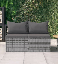 Garten-Mittelsofas mit Kissen 2 Stk. Grau Poly Rattan