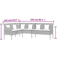 2-tlg. Garten-Essgruppe mit Kissen Grau Poly Rattan