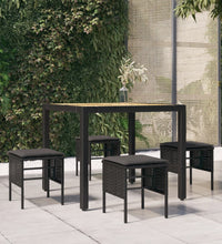 Gartenhocker mit Kissen 4 Stk. Schwarz Poly Rattan