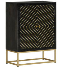 Sideboard mit 2 Türen Schwarz Gold 55x30x75 cm Massivholz Mango