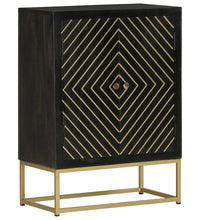 Sideboard mit 2 Türen Schwarz Gold 55x30x75 cm Massivholz Mango
