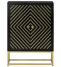 Sideboard mit 2 Türen Schwarz Gold 55x30x75 cm Massivholz Mango