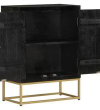 Sideboard mit 2 Türen Schwarz Gold 55x30x75 cm Massivholz Mango