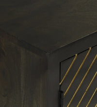 Sideboard mit 2 Türen Schwarz Gold 55x30x75 cm Massivholz Mango